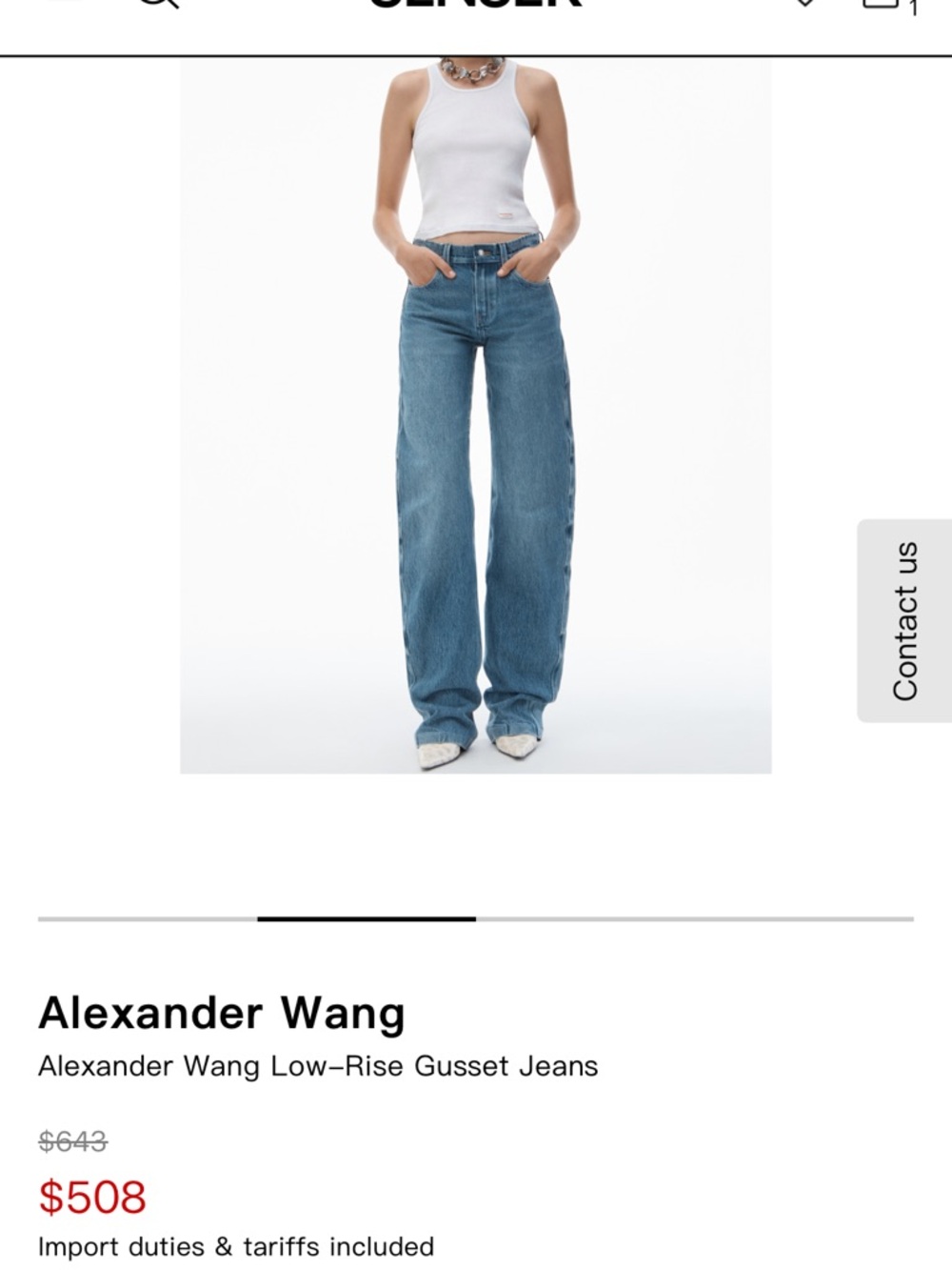 Alexander Wang Wide-Leg Low-Rise Jeans in Medium Blue